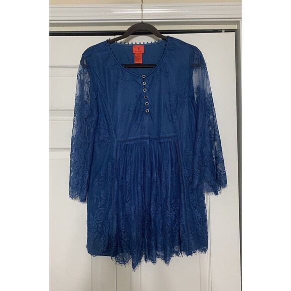 V Cristina Blue Lace Fairy Goth Whimsygoth Romantic Top Tunic XL (EE15) - Picture 1 of 9